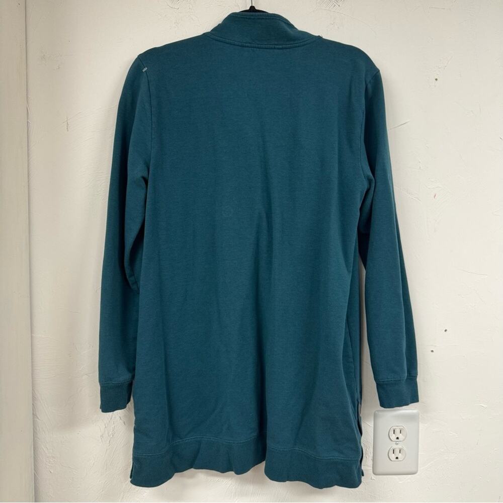 Soft Surroundings Teal Blue Snap Henley Tunic Top Long Sleeve Sweater Womens M - Picture 12 of 12